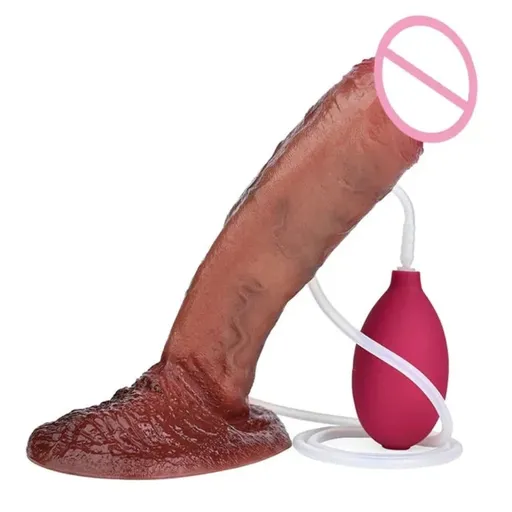 House Of Dasein Lifelike Squirting Penis Silicone Dildo With Sucker For Women Anal Plug - Style 197 With Bulb