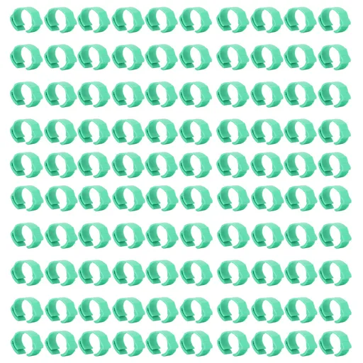 100pcs Chicken Identification Leg Bands Adjustable DIY Clip On Duck Bands for Geese Pigeons Green