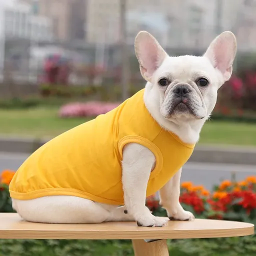 Cotton Pet Vest Dog Cat Clothing Small Large Pure cotton vest pure yellow S bust 35 back length 22cm