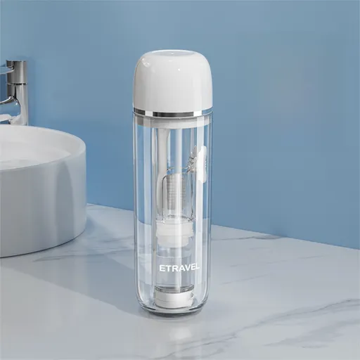 White Portable 2-in-1 Travel Toothbrush/Toothpaste Organizer & Mouthwash Cup - Lightweight and Durable Crystal Clear PC Material