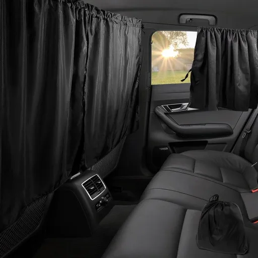 3 PCS Car Privacy Curtains Universal Divider Curtain Between Rear Seat Auto Blackout Sun Shades Side Window Covers Accessories for Travel Camping Nap Sleeping