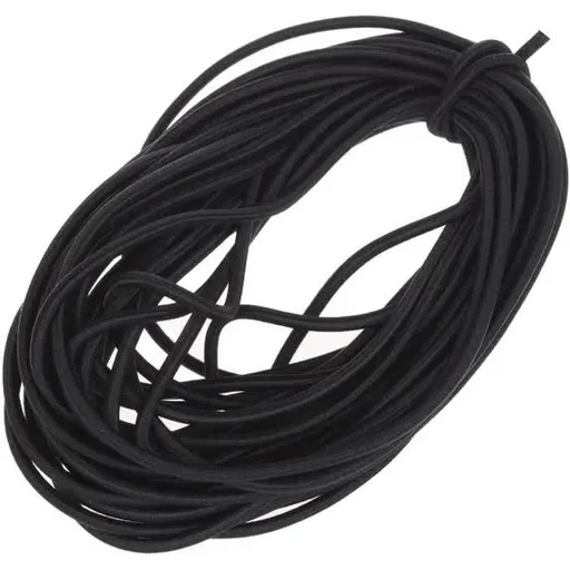 1/8-Inch (3mm) Black Heavy Stretch Round String Elastic Cord (Cut of 10 Yards)