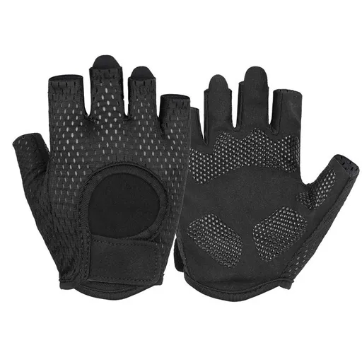 MKAS Men Women Half Finger Cycling Gloves Polyester Black ordinary 1-2041