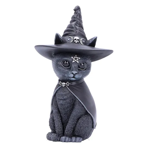Witches Hat Occult Cat Figurine, 13.5cm,Scarily adorable bewitching cat figurine.Lovingly hand-painted. Black