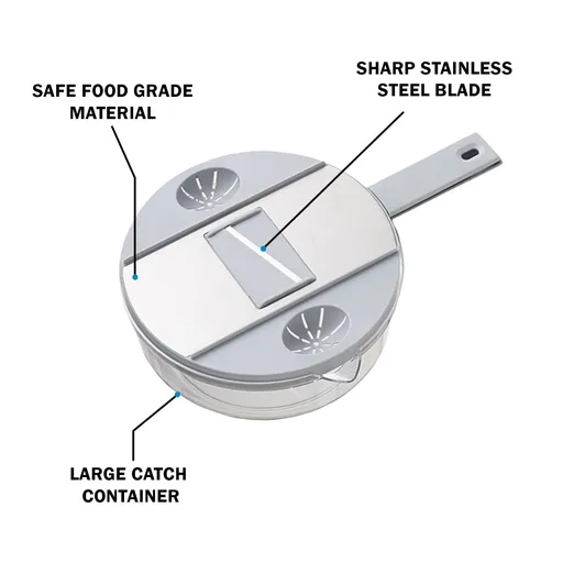 Multifunctional vegetable cutter – 9in1 - Onion Professional Cutter 5 Stainless Steel Blades (Light Grey), Gray