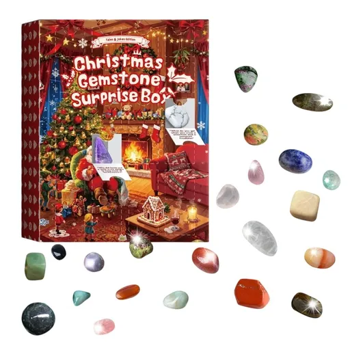 Advent Calendar Rock Gemstone Collection with 24 Natural and Healing Stones Advent Calendar for Adults Kids Boys Girls Girls Women Men