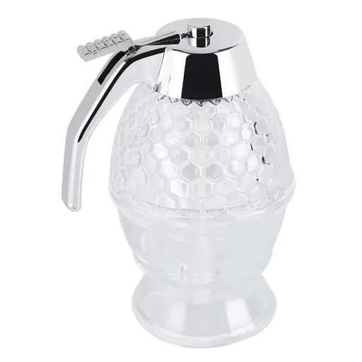 Squeeze Honey Dispenser,Plastic No Drip Maple Syrup Dispenser,Juice Jar Container Bee Drip Dispenser, Honey Pot with Stand