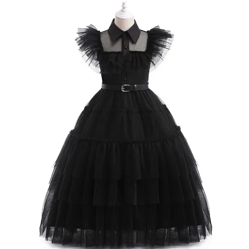 Girls' dress cosplay Wednesday Brigitte princess dress lace details puff sleeves children Skirt + belt 110