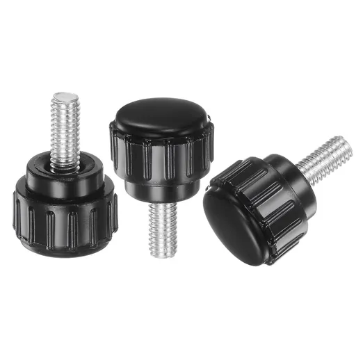 3pcs Carbon steel threaded knurled finger screw, mounting bolt, knob, grip, black circular clamping screw