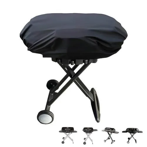 Portable Grill Cover for Coleman Roadtrip LXX LXE 285 LX for Smoke Hollow 205 Grill Waterproof UV Resistant Heavy Duty Oxford with Drawstring Outdoor Propane BBQ Covers All Weather - Black - Size 26x17x12in
