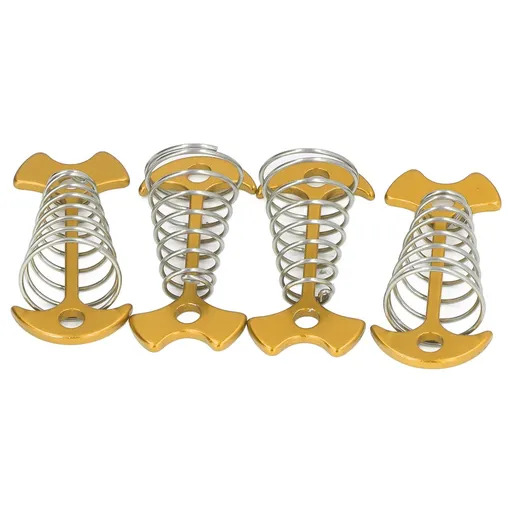 4pcs Fishbone Tent Nails Aluminum Alloy Stainless Steel Extended Plank Floor Canopy Stakes with Spring Gold