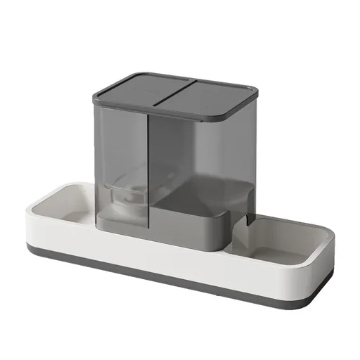 Grey 2-in-1 Automatic Pet Water and Food Dispenser - Gravity Feeder for Cats and Dogs