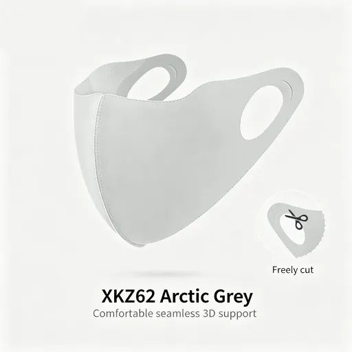 3D Cut Version Arctic Grey One Size | 3D Contouring Sun Protection Mask | Halloween Ergonomic Gift | Contoured Fit UV Block Breathable Face Cover