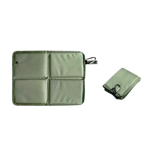 2 Pack Green Portable Foldable Outdoor Seat Cushion - Waterproof Oxford Cloth with Pearl Cotton Core, Lightweight 88g Design, Carabiner Clip for Hiking Camping Picnic Travel