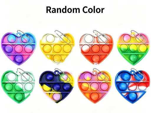 8pk 5cm Heart Pop It Fidget Keychain