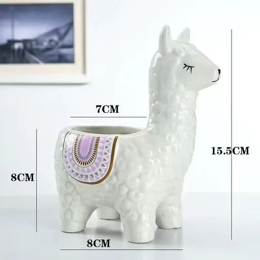 Alpaca White Ceramic Planter