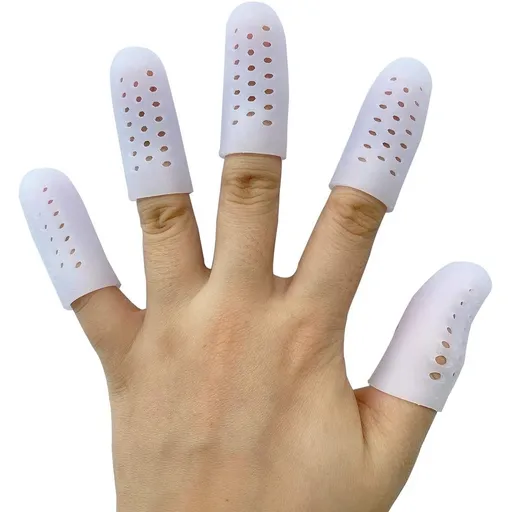 10 PCS Silicone Finger Protectors for Wounds New Breathable Finger Caps with Holes for Finger Cracking, Eczema, Trigger Fingers, Blisters, Corns, Broken Toe (Women & Men)
