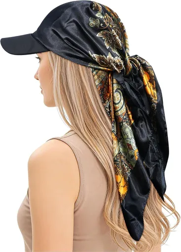 Women's Satin Head Scar with Sun Visor Brim Hat Scar with Visor Cap or Women One Piece Design