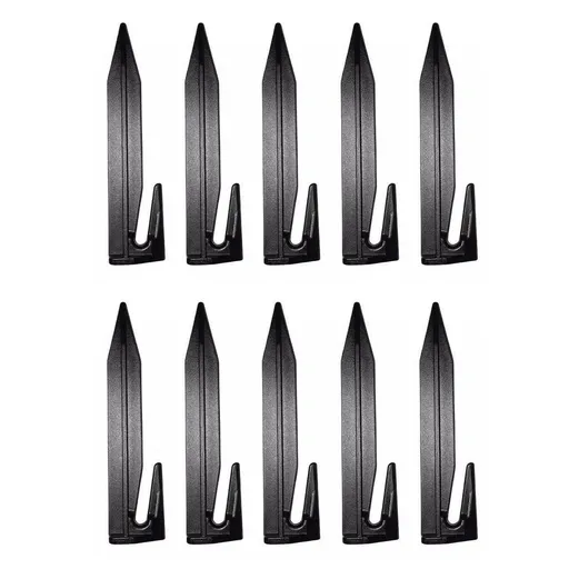 10pcs Ground Peg Lawn Mower Boundary Fixing Stakes Heavy Duty Garden Nails - Black