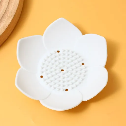 Lotus Shower Steamer Tray, Silicone Soap Dish, 2 Pack Lotus Flower Shape Shower Steamer Tray Small Self Draining Bar Soap Holder