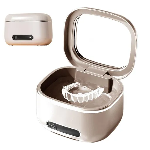 Portable Retainer Cleaner Dental Appliance Cleaning Machine USB Rechargeable - Beige