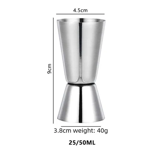 Dual‑Ended Cocktail Jigger 25ml /50ml, Stainless Steel Bar Measuring Cup for Home Bartending & Drink Mixing