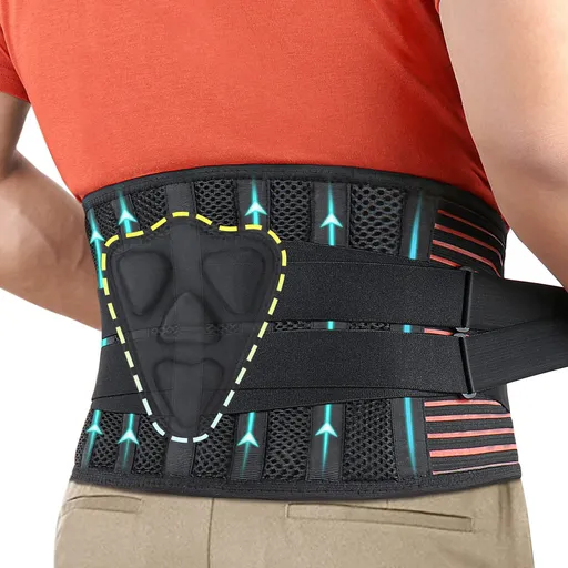 S Size Black Double-Compression Sports Waist Trimmer with 4 Steel Plates and 2 Spring Stays for Strength Training & Back Protection