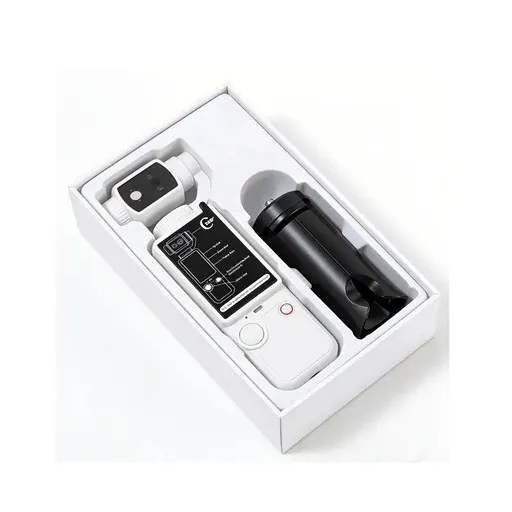 Full HD Handheld Action Camera with 16GB Memory, Portable Pocket Gimbal Camera for Outdoor Travel Vlogging, Featuring a Handheld Gimbal and 1.9-inch Screen.WHITE