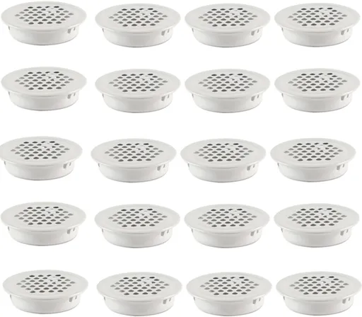 Ventilation grille - 20 pieces - 35mm - Round air grilles - Stainless steel - Ventilation holes - For bathroom, home office, kitchen - White