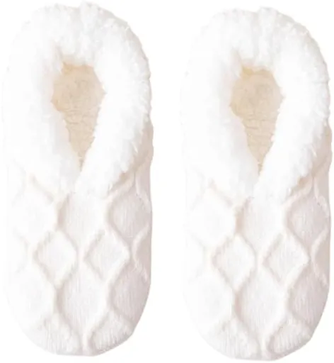 Socks - Warm socks - Indoor socks - Women's slipper socks - Warm winter socks - Fleece socks - Comfortable - Winter warmth - Ultra-comfortable women's indoor slippers - One size fits all - White