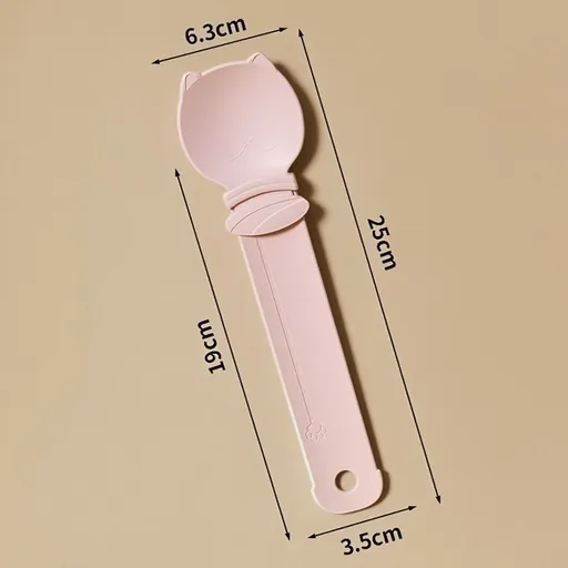 Pink Cat Treat Spoon for Wet Food & Paste - Extra-Long PP Handle, Food-Grade Squeeze Feeder with Anti-Spill Bowl, Easy One-Handed Operation for Cats