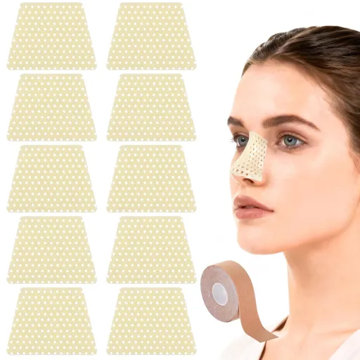 10PCS Thermoplastic Nasal Splints with Nose Tape, Reusable Trapezoidal Nose Brace Splints Nose External Support Protector for Nose Fracture Support, Beauty Care