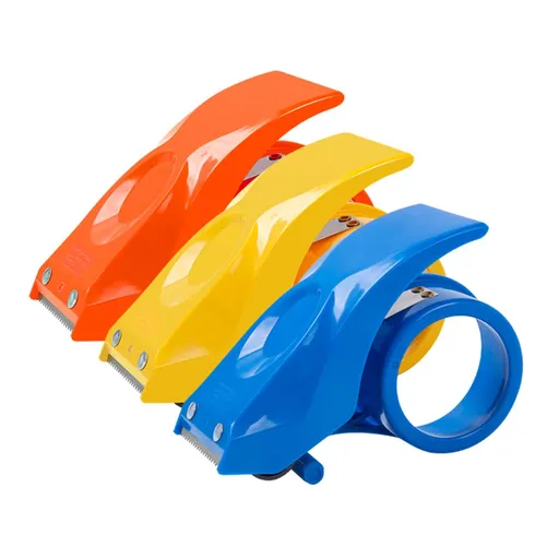 3 Pack Handheld Tape Dispensers with Cutters, Portable Packing Tape Holders for Boxes, Moving, Mailing and Office Use, Multicolour