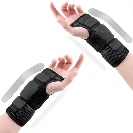 1Pair Carpal Tunnel Wrist Brace Carpal Tunnel Splint Arthritis Pain and Support For Sprained Relief Night Work - Black & L