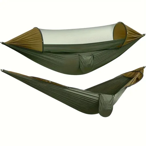 Sun-Protection Outdoor Hammock｜2-in-1 Detachable Mosquito Net, Portable Camping Essential.pitch green