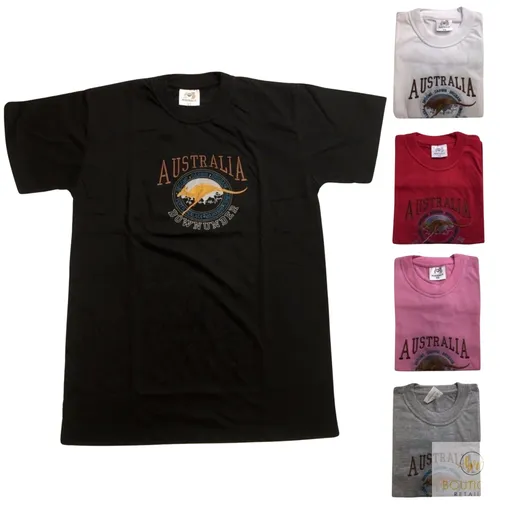 Adult Australia Kangaroo T Shirt Australia Day Souvenir Tee Top 100% Cotton - Grey - XS