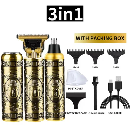 3-in-1 Hair Clipper Set Rechargeable Beard Trimmer Nose Hair Trimmer Electric Shaver