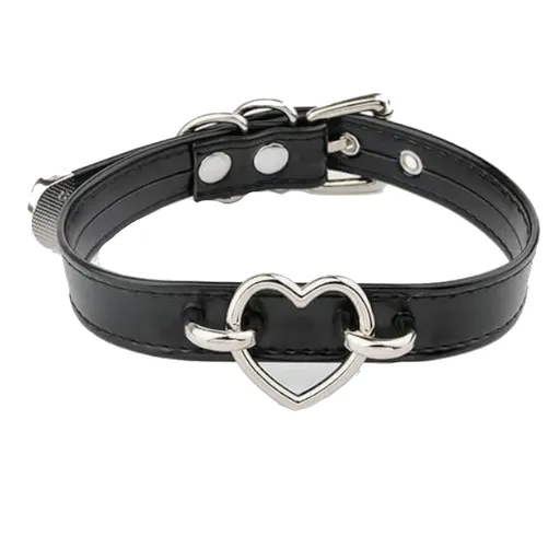 House Of Dasein Bdsm Heart Choker Collar Submissive Symbolic Jewelry Kink Fetish - Blacksilver