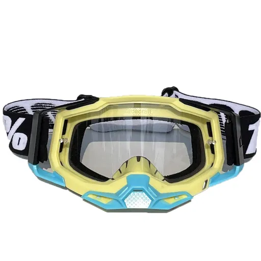 Pro Motocross Goggles - Windproof, UV400 Protection with TPU Frame & PC Lens, Adjustable Strap(Yellow frame,transparent lens)