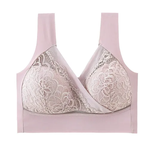 House Of Dasein High End Seamless Large Size Bra For Women Lace Backless Cupless Thin Style - Lotus Root Powder - 6L