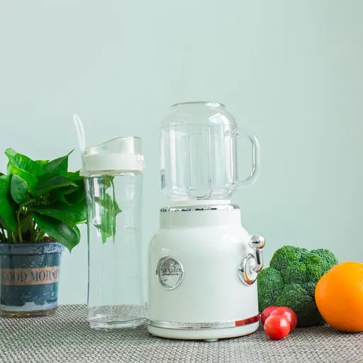 Mini Blender with Double Cup Retro Shake and Ice Crush Maker Countertop Juice Blender with Stainless Steel Blades CN Plug