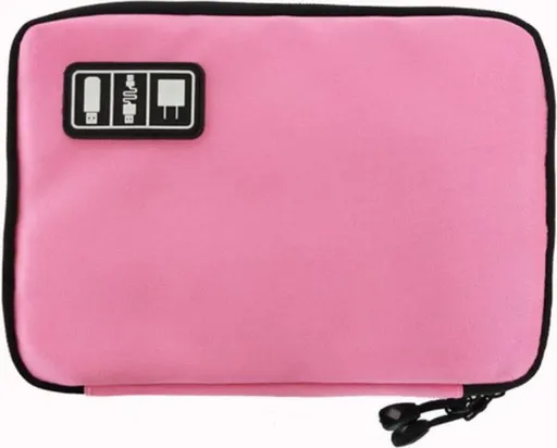 Cable and gadget organizer, Organizer for USB stick/mobile phone/cables/power bank - Light pink
