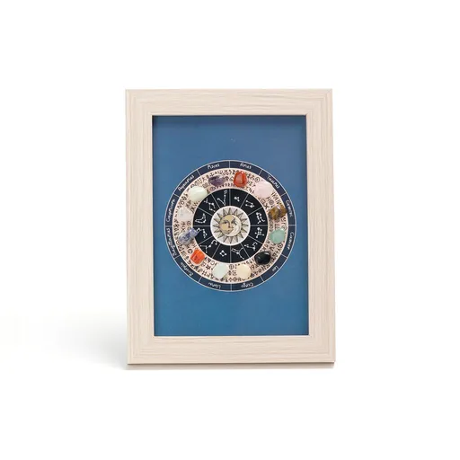 Healing Crystal Stone Photo Frame 15.6cm x 20.8cm Wooden Wall Decor Multicolor