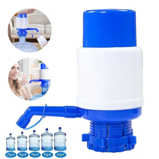 Manual Water Pump for 5 Gallon Bottle , Hand Pressure Water Dispenser,Secure Fit on Bottle Top,Blue