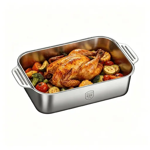 316 Stainless Steel Roasting Pan | Deep Rectangular Baking Dish for Oven & Induction Cooktop | Fish, Meat & Vegetable Roasting Pan for Home Kitchen Cooking & Serving