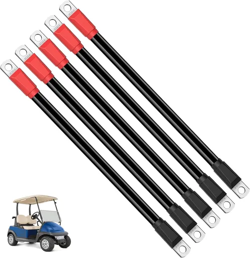 Club Car DS Battery Cables, Golf Cart Cables for 1995-Up Carts 48V 4 Gauge (Set of 5) -