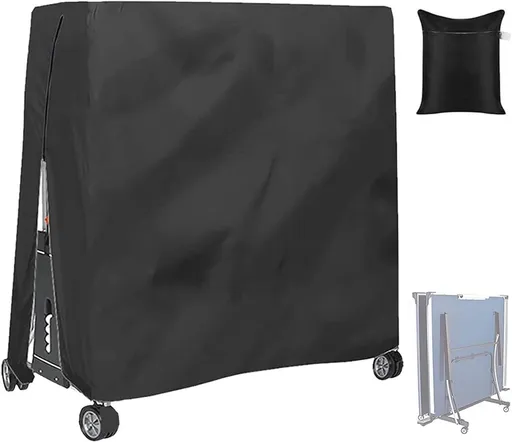 210D Waterproof Table Tennis Table Cover - Table Tennis Table Cover - Waterproof, windproof and UV-resistant - Dustproof - Table Tennis Table Protector - Protective Cover - Foldable Table Tennis Table Cover for Indoor and Outdoor Use - Black - 165×70