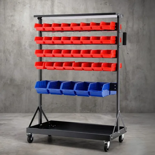Giantz 74 Bins Storage Rack Double Sided Mobile Garage Workshop Tools Organizer