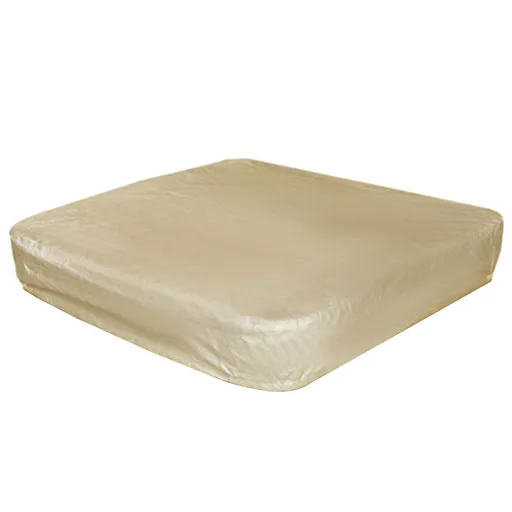 Waterproof Square Hot Tub Cover with Drawstring, Outdoor Spa and Jacuzzi Dust Protector for Patio Use, 220 x 90 cm, Beige
