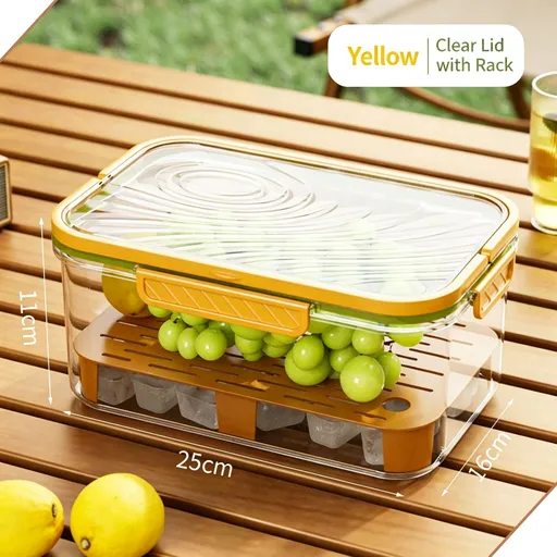Handheld Portable Outdoor Fruit Fresh Keeping Box, Food Grade Sealed Bento Box, Ideal for Christmas Holiday Gift Giving, Outdoor Travel, Picnic Camping and Refrigerator Food Storage, Yellow